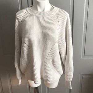H&M White Crewneck Relaxed Fit Sweater